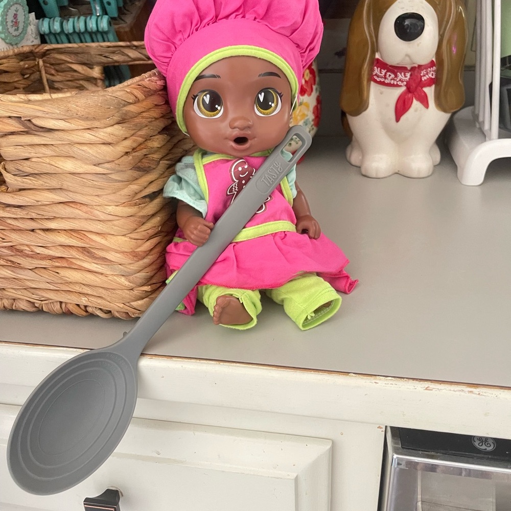 Adorable Chef Doll with Gray Spoon